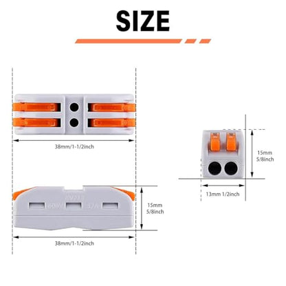 Lever Wire Connectors, Greencycle Inline Splices Push Quick Wire Connectors, 2 in 2 Out Push-in Combination for Electrical Cables 28–12 AWG, Max 32A,60PK - size: 60PCS, style: 2IN 2OUT