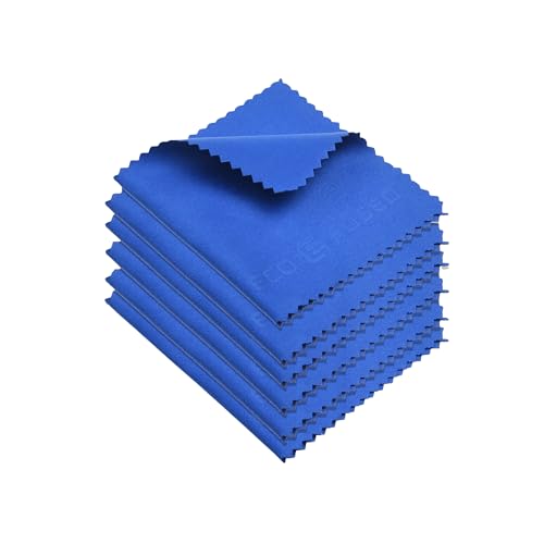 Eco-Fused 극세사 클리닝 천 - 17.8 x 15.2cm(7 x 6인치) 극세사 천 - 블루 렌즈 클리닝 물티슈 6개 팩 - 안경, 안경, 카메라 렌즈 및 휴대폰용 클리닝 천 - color: 블루.