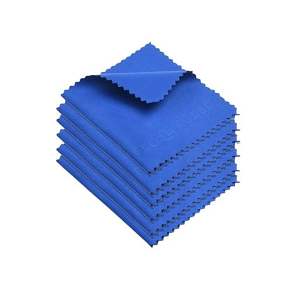 Eco-Fused 극세사 클리닝 천 - 17.8 x 15.2cm(7 x 6인치) 극세사 천 - 블루 렌즈 클리닝 물티슈 6개 팩 - 안경, 안경, 카메라 렌즈 및 휴대폰용 클리닝 천 - color: 블루.
