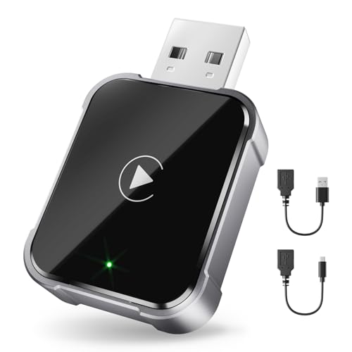 Wireless CarPlay Adapter for iPhone, 2025 Upgrade Wired Carplay to Wireless, Low Latency, Long-Term Stability, Plug & Play, Mini Apple CarPlay Dongle, USB A/C, Works with 1000+ Car Models, Black