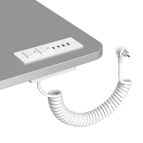Recessed Power Strip USB C 65W Fast Charging Station,in Drawer Outlet,Furniture Flush Mount for Desktop,Workspace Essential Desk Outlet (White, 6FT) - color: White, size: 6FT