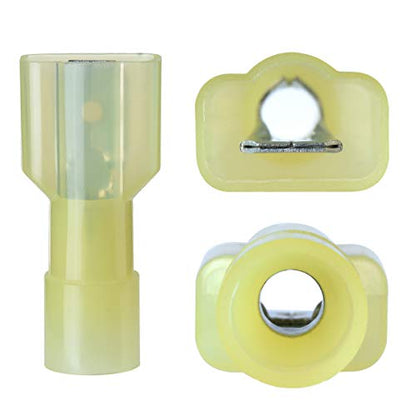 100 Pcs XHF Yellow Nylon Male Spade Connectors 12-10 AWG Quick Disconnect Wire Terminals Insulated Wire Crimp Connectors - size: Male Yellow 100PCS