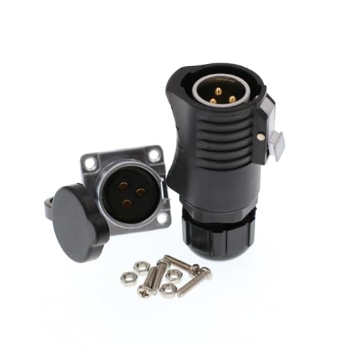 HangTon LP20 3 Pin Waterproof Connector Quick Disconnect High Voltage 30 Amp Power Bulkhead Male Cable Plug Female Panel Socket - color: Male Plug and Female Socket, size: 3-pin