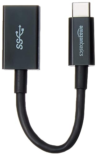 Amazon Basics USB 3.1 USB-C to USB-A Female Adapter Cable Converter, 5Gbps High-Speed, USB-IF Certified, Fast Transfer, Portable, for Laptops, Tablets, Phones (iPhone 16/15), Black - color: Black
