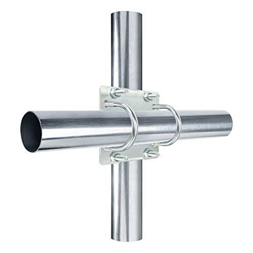 Antenna Mast Clamp Cross-Over Bracket Kit with U Bolts for 1"-2" OD Poles, Heavy Duty Mounting Hardware for MINO Yagi TV Antennas, Security Camera, Weather Station - size: 1 Piece