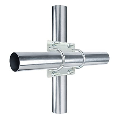 Antenna Mast Clamp Cross-Over Bracket Kit with U Bolts for 1"-2" OD Poles, Heavy Duty Mounting Hardware for MINO Yagi TV Antennas, Security Camera, Weather Station - size: 1 Piece