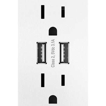 Legrand adorne Dual-USB Multi-Outlet (White Finish), ARTRUSB153W4 - color: White