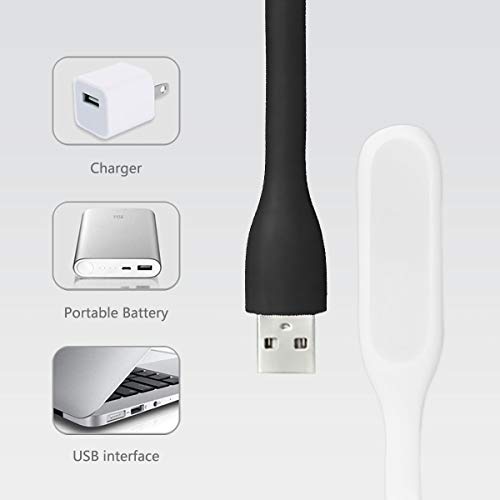 USB LED Light Lamp for Power Bank, Portable Eye Care Mini Night Light with Flexible Arm, USB Gooseneck Reading Lamps Book Light,Compatible for Desktop, Notebook Laptop (10-White) - color: 10PCS-White