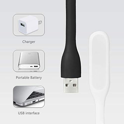 USB LED Light Lamp for Power Bank, Portable Eye Care Mini Night Light with Flexible Arm, USB Gooseneck Reading Lamps Book Light,Compatible for Desktop, Notebook Laptop (10-White) - color: 10PCS-White