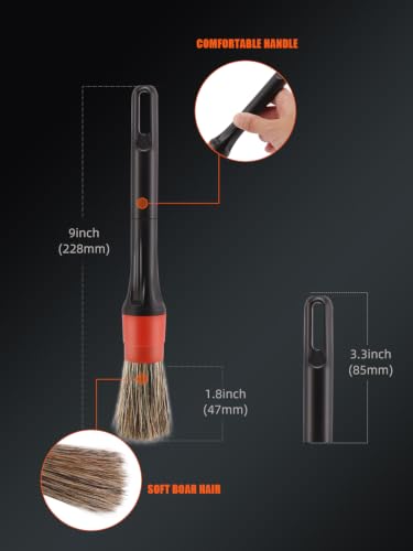 Car Drill Brush, Drill Brush Attachment SPTA 5Pcs Detachable Car Care Detailing Brush Set Soft No Scratch Boar Hair Detail Brush Car Care Detail Brush for Air Vent Automotive Interior Exterior -DF075 - color: Car Detail Brush Set 7