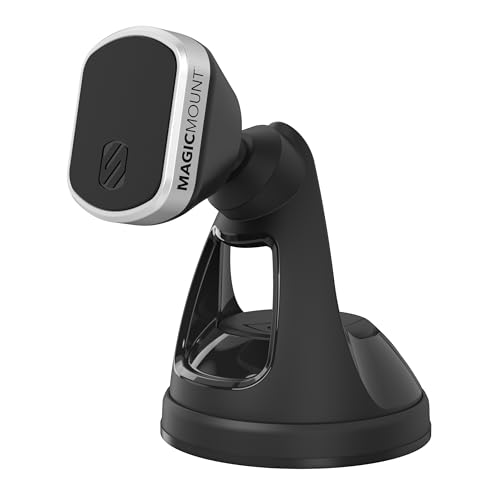 Scosche MM2WDSR-SP MagicMount Pro Magnetic Car Phone Holder - Strong Magnet Mount for iPhone and Android - Secure Magnetic Cell Phone Mount for Car Window or Dash - Universal 360° Adjustable Head - color: Black & Silver, size: 1 Pack, style: Window / Dash