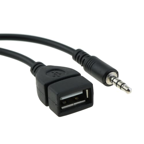 DGZZI 2PCS Black USB to 3.5mm AUX Male Plug Car Audio Cable Auxiliary Adapter Conversion Cord Connector Data Line