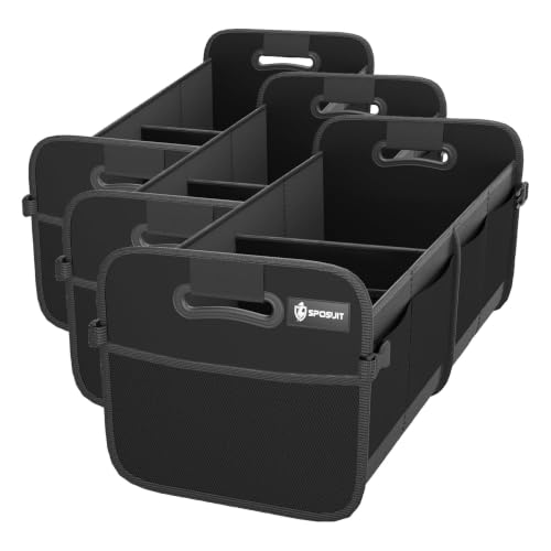 Sposuit Trunk Organizer for Car - 70L Collapsible Car Storage with 11 Pockets & Reinforced Handles, SUV Trunk Organizers for Grocery Cargo(Black) (Pack of 3) - color: Black, size: Large (Pack of 3)