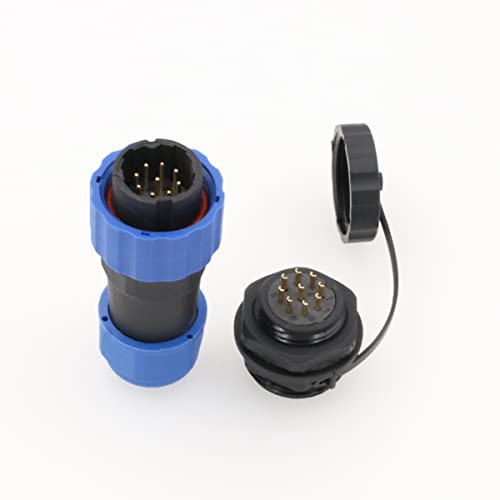 SZRMCC SD20 Waterproof Connectors 9 Pin 5A Panel Mount Circular Aviation Cable Connector Industrial Male Plug Female Socket LED Outdoor Wire Connector - color: Panel mount, size: 9 Pin