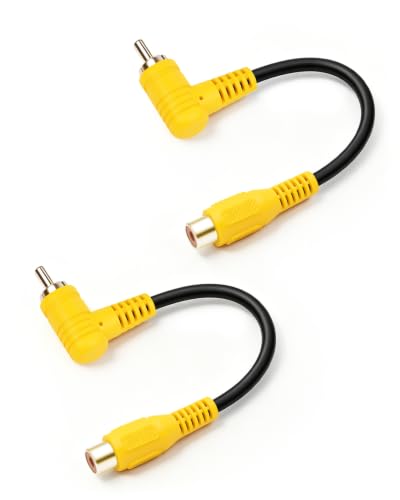 GELRHONR 90 Degree RCA Male to Female Extension Video Cable,0.49FT - color: Grad RCA M to RCA F,0.15M