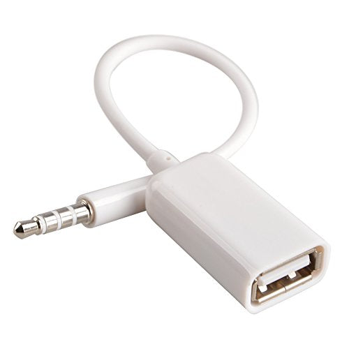 Oxsubor AUX to USB Adapter, 3.5mm Male Audio Jack to USB 2.0 Female Converter Cable, Only Work for Car AUX-in with MP3 Decoder, Not for Headset, Speakers, Phone,Computers, Camera,Microphone, Monitor