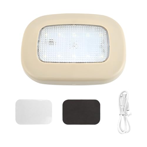 Car Interior Ceiling Roof Lights, Magnetic Dome Lamp 10 LEDs Ceiling Roof Map Reading Light, USB Rechargeable Wireless Interior Dome Lamp for Car RV Truck Trailer Camper (Beige) - color: Beige