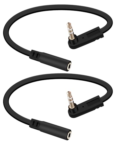 3.5mm Flat Extension Audio Cable,90 Degree 3.5mm Male to Female Flat Headphone Jacks Audio Cable for Car Audio Systems,Home Speakers,Phones,2Pack(0.15M/0.49FT) - style: 90 degree male to female