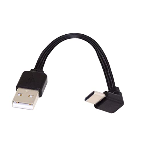 chenyang USB C Short Flat Cable, USB 2.0 Type A Male to USB C Male 90 Degree UP Angled 4 Wires 5V 2A Charge Data Extension Silicone Cable 4 Wires 30AWG 13cm - style: USB 2.0 Type-A to Type-C UP Angled