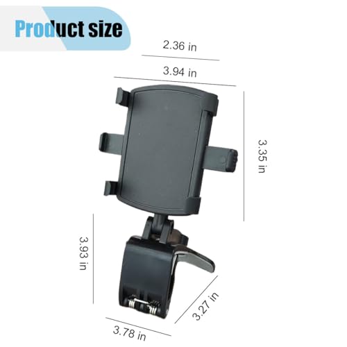 Car Phone Mount, 360° Rotatable ABS Dashboard Cell Phone Holder, Multifunctional Car Rearview Mirror Phone Mount Stand Clip with Non-Slip Base, Compatible with 3 to 7 Inch Smartphones