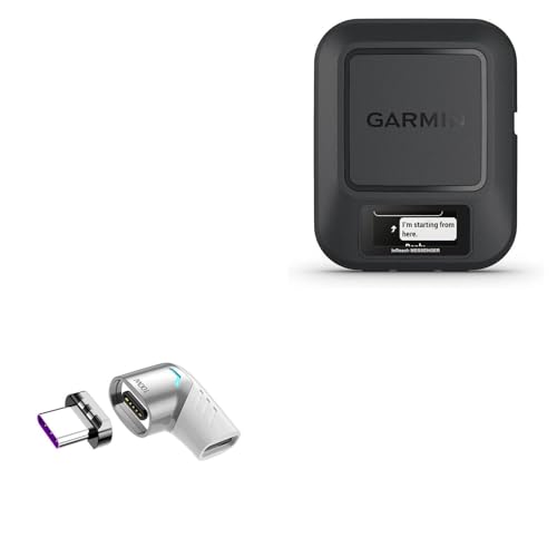 BoxWave Adapter Compatible with Garmin inReach Messenger - MagnetoSnap PD Angle Adapter, Magnetic Charging Connector Device Saver - Metallic Silver