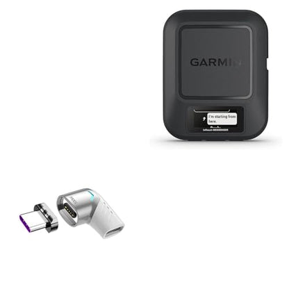 BoxWave Adapter Compatible with Garmin inReach Messenger - MagnetoSnap PD Angle Adapter, Magnetic Charging Connector Device Saver - Metallic Silver