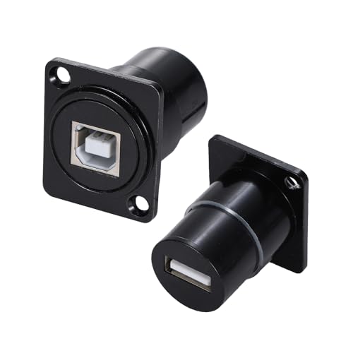 2PCS Panel Mount USB B to USB A D Type Connector for Printer - style: USB-B to USB-A