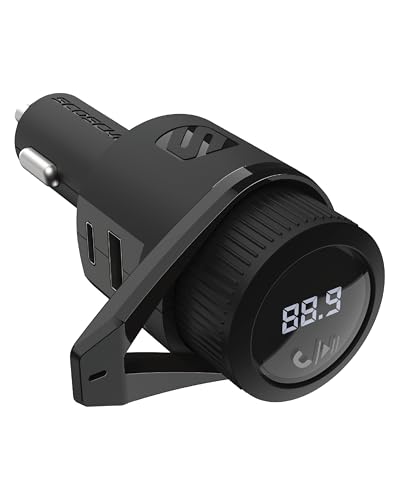Scosche BTFM9 FM Bluetooth Transmitter Car, Dual 12W USB-C and USB-A Charging Ports, Fast Type C Car Charger, Wireless Radio Bluetooth Adapter, Hands-Free Kit for Calls, Siri and Google Assistant - color: Black, size: Dual Port, style: 24W (1 USB-C + 1 US