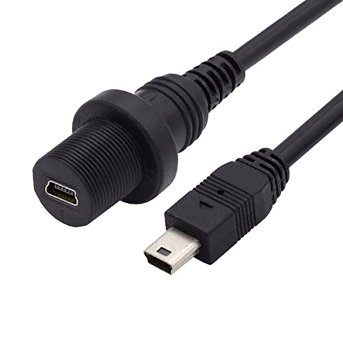 cablecc Waterproof Dustproof 480Mbps Mini USB2.0 5Pin Male to Female Extension Data Power Cable Car Panel Mount Design 1m - style: Mini USB2.0