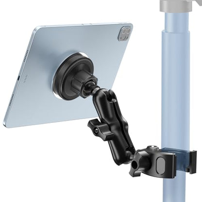OHLPRO Magnetic Tablet Holder for Mic Stand,360° Adjustable Microphone Music Stand Phone Holder Mount,Tablet Mount Clamp for Peloton Bike,Treadmill, Stroller, Cabinet, Fits MagSafe, All Tablets,Phones - size: Magnetic for 4.7-15.6"