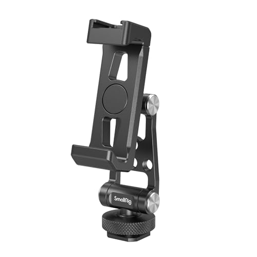 SMALLRIG Universal Metal Phone Support with Cold Shoe Mount, Smartphone Holder Adapter Support Free Adjustment Joints, Phone Tripod Mount for iPhone 17 16 15 14, for Samsung Galaxy etc. - 4382