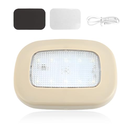 Car Interior Ceiling Roof Light, Magnetic Wireless Dome Map Lamp 10 LEDs Bright Reading Lights, Universal USB Rechargeable Dome Light Fixture for RV Camper Trailer Boat (Beige) - color: Beige