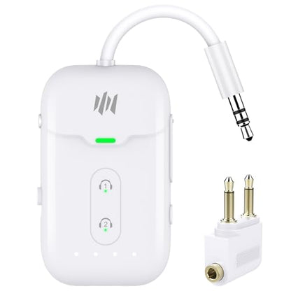 Premium Airplane Bluetooth 5.4 Transmitter Adapter, for 2 AirPods/Headphones,2 in 1 Transmitter Receiver with aptX Low Latency,Wireless Adapter for Flight,TV,Gym,Tablets Car Stereo - color: White