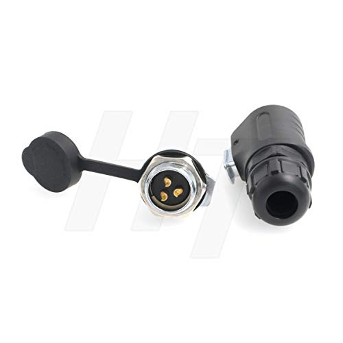 HangTon LP20 3 Pin Aviation Circular Connector Quick Disconnect 30 Amp Power Bulkhead Male Cable Plug Female Panel Socket (Rear-nut Mount) - color: Rear mount, size: 3-pin