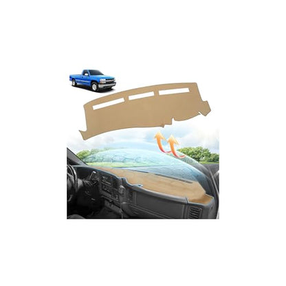 CARTIST Beige Dash Cover for 1999-2006 Chevy Chevrolet Silverado 1500 2500 3500&GMC Sierra,2000-2006 GMC Yukon/Yukon XL/Chevy Suburban Tahoe Avalanche,Anti-Glare UV Protection Dashboard Cover Mat - color: 2)99-06 Silverado(Beige)