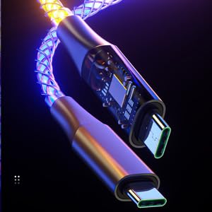 IHAO USB C to C Charger Cable PD Fast Charge and High Speed Sync Visible LED Current Flowing Compatible with All USBC Device-39Inches RGB - color: USB C TO C RGB