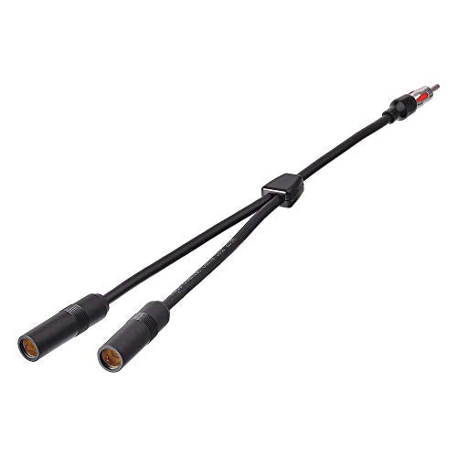 Bingfu Car FM AM Antenna Splitter Adapter Cable, DIN Male to 2 Female Connector for Vehicle Truck SUV Stereo Head Unit Receiver - DIN 1 to 2 Female Antenna Extension Adapter