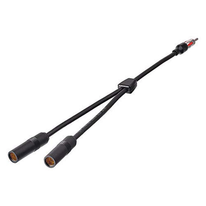 Bingfu Car FM AM Antenna Splitter Adapter Cable, DIN Male to 2 Female Connector for Vehicle Truck SUV Stereo Head Unit Receiver - DIN 1 to 2 Female Antenna Extension Adapter