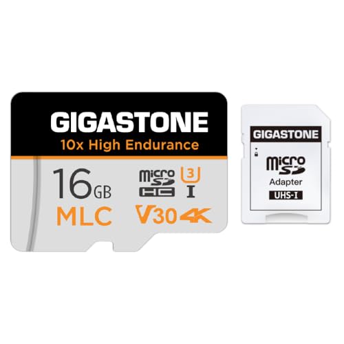 [10x High Endurance] GIGASTONE Industrial 16GB MLC Micro SD Card, 4K Video Recording, Security Cam, Dash Cam, Surveillance Compatible 95MB/s, U3 C10, with Adapter [5-Yrs Free Data Recovery] - color: 16GB High Endurance 1-Pack