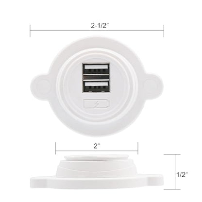 Facon 12V RV USB Charger Socket, Dual RV USB Outlet (5V / 2.4A), Super Slim Wall Mount 12V USB Outlet, for RV Trailer Camper Boat Marine Motorhome, White - color: Super Slim White Dual USB - 5V / 2.4A