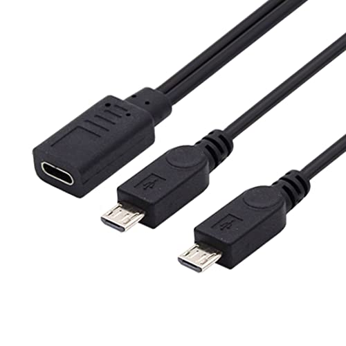 chenyang USB C Splitter Multi Charging Cable,USB C 1 to 2 Micro USB Charge Extension Cable Supports Charging Two Devices at The Same Time 0.98FT/0.3M - style: USB C 1 to 2 Micro USB