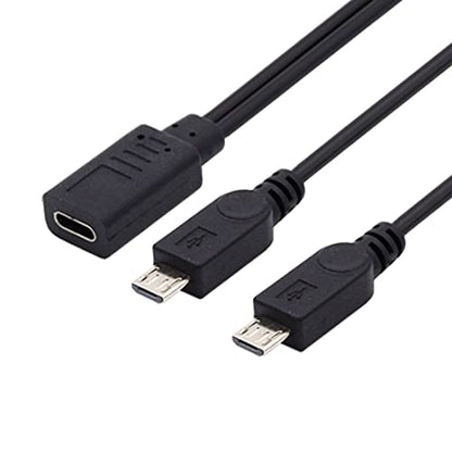 chenyang USB C Splitter Multi Charging Cable,USB C 1 to 2 Micro USB Charge Extension Cable Supports Charging Two Devices at The Same Time 0.98FT/0.3M - style: USB C 1 to 2 Micro USB