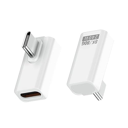Danfetsoy 90 Degree USB C Adapter 80Gbps, 240W USB C 90 Degree Adapter Thunderbolt 5 Right Angle Type C Extender Coupler Connector for MacBook, Laptop, Tablet, VR, Camera, Smartphone, (White 2pack)