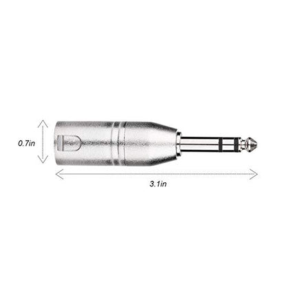 Tisino 1/4" TRS to XLR Adapter, Balanced Quarter Inch 6.35mm Male to XLR Male Adapters - 2 Pack - color: 1/4" TRS to XLRM