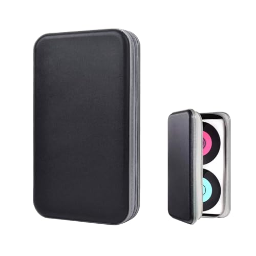 Augeny 80 Capacity Plastic CD Disc Storage Holder DVD Storage Wallet, Portable Zippered Vehicle CD Case Holder Organizer for Home, Car, Office, Travel (Black) - color: Black