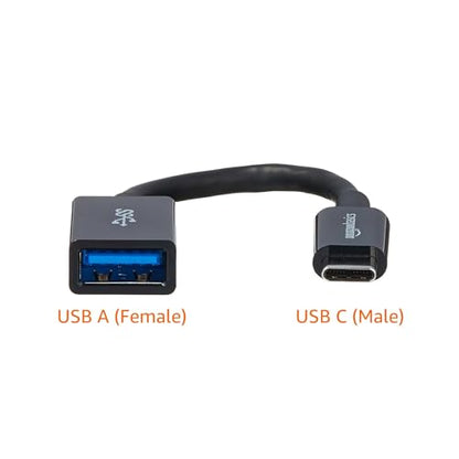 Amazon Basics USB 3.1 USB-C to USB-A Female Adapter Cable Converter, 5Gbps High-Speed, USB-IF Certified, Fast Transfer, Portable, for Laptops, Tablets, Phones (iPhone 16/15), Black - color: Black