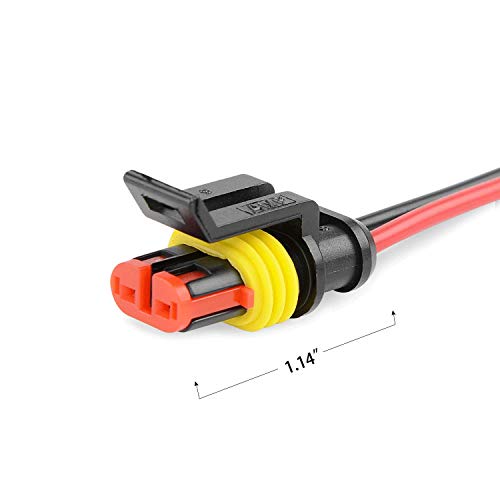 Nilight - 50020R 2Pin Way 16AWG Waterproof Wire 1.5mm Series Terminal Connector-10 Pack,2 Years Warranty - size: 2Pin Wire Harness 10Sets