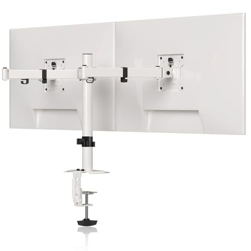 Pholiten Dual Monitor Stand for 2 Screens up to 38Inches, White - color: White, size: Up to 38" Dual monitor mount