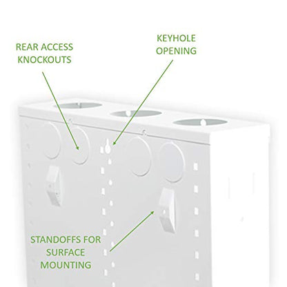 Legrand - OnQ 14 Inch Cable Management, In-Wall 20-Gauge Media Box, Structured Wiring Enclosure with 2.5 Inch Openings for Wires, Glossy White, EN1400