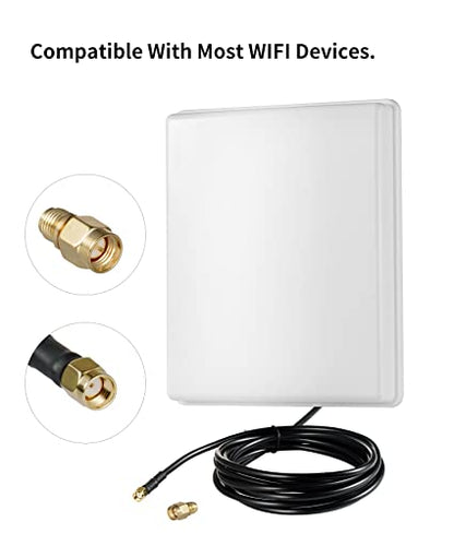 Outdoor 15dBi Dual Band WiFi 2.4GHz 5GHz 5.8GHz Long-Range Directional Panel Antenna with 10Ft Cable for WiFi Router Wireless Network Card Security IP Camera Video Surveillance Monitor, Eifagur - style: Panel Antenna